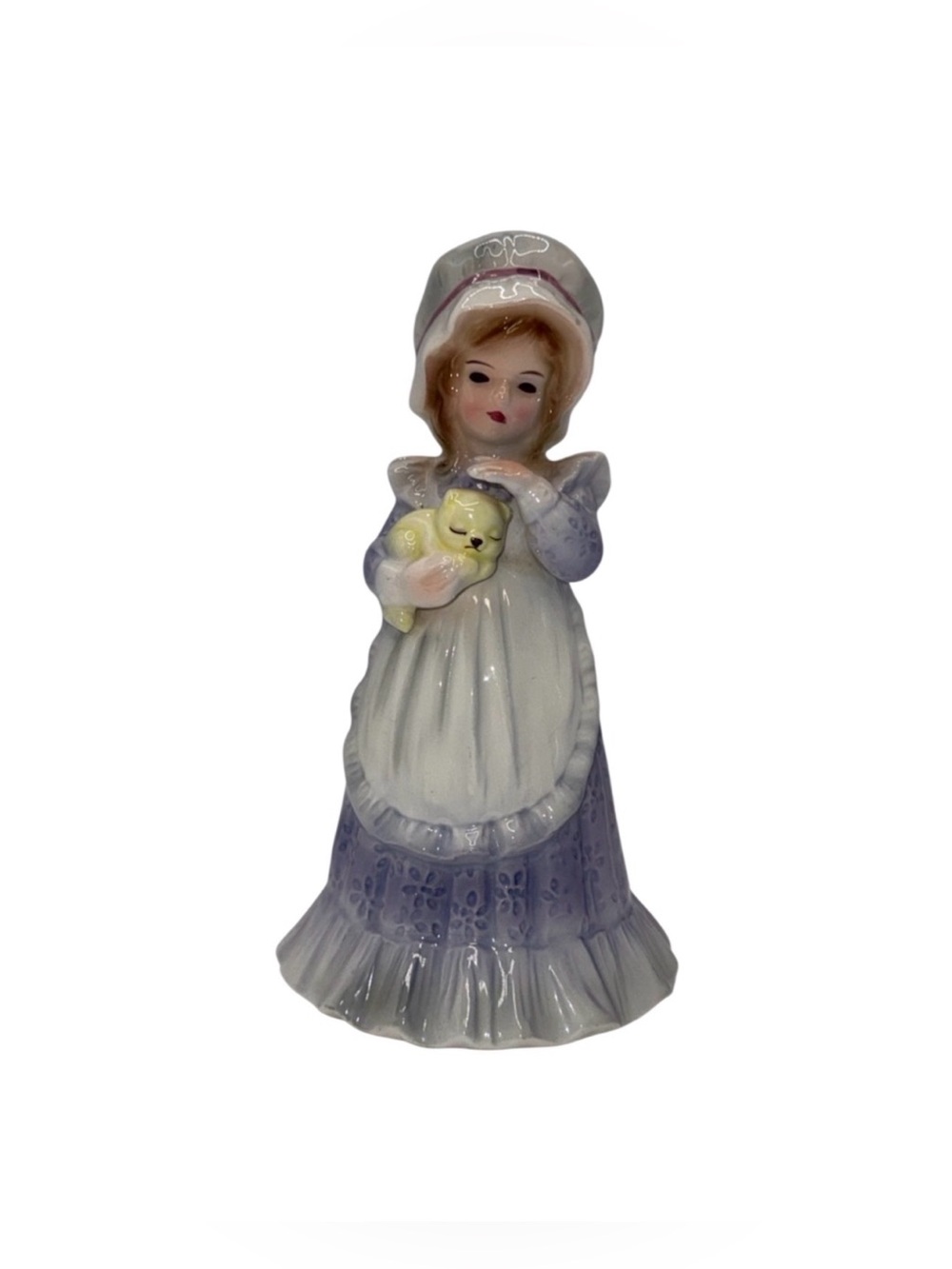 Vintage Josef Originals Girl With Yellow Cat Figurine In Good Condition